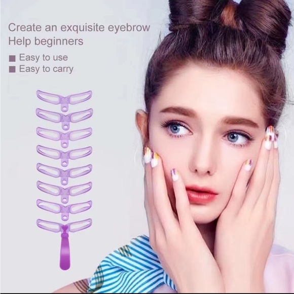 8PCS Eyebrow Shaper Makeup Reusable 8 In 1 Template Eyebrow - Picture 7 of 8